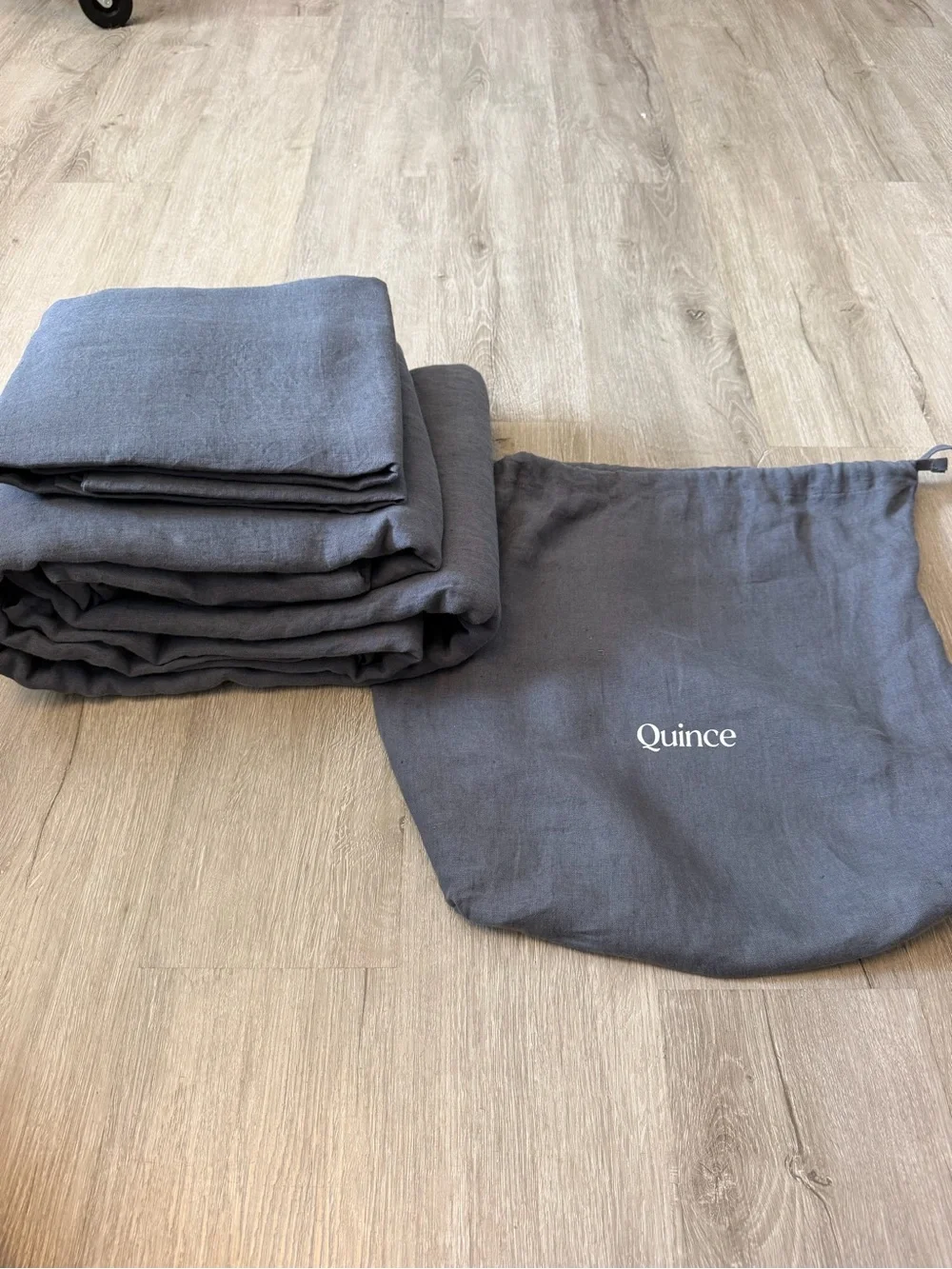 Quince Charcoal Gray Linen Duvet Set - Soft Home Bedding Nightfall Cal King